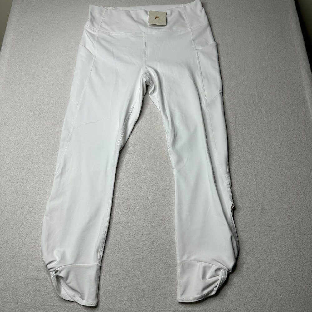 Fabletics Womens Pure Luxe Leggings Ruched Capri NWT White Size Large